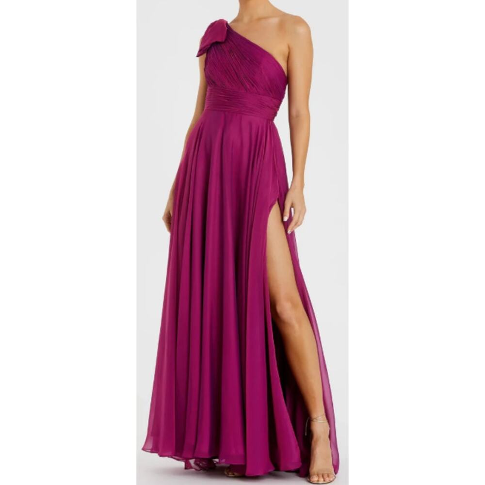 Mac Duggal One Shoulder Dress in Deep Purple
